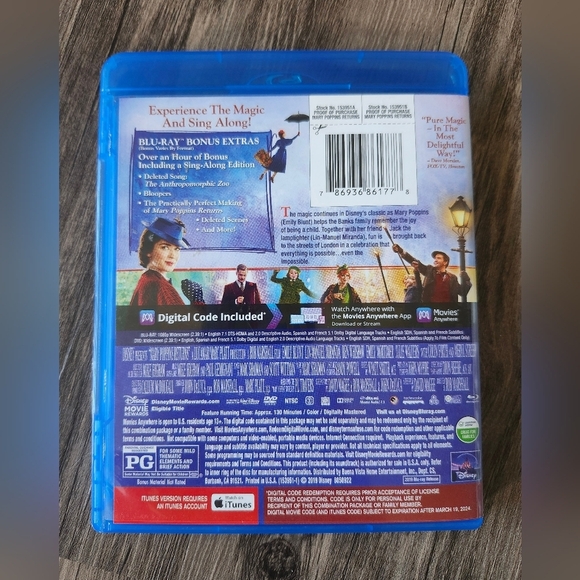 Disney Mary Poppins Returns Blu-ray DVD Movie - Picture 3 of 3